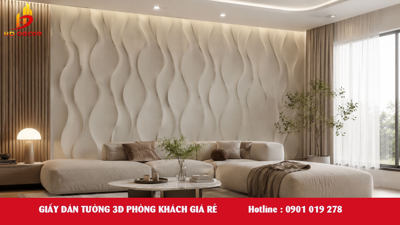 giấy dán tường 3D phòng khách giá rẻ