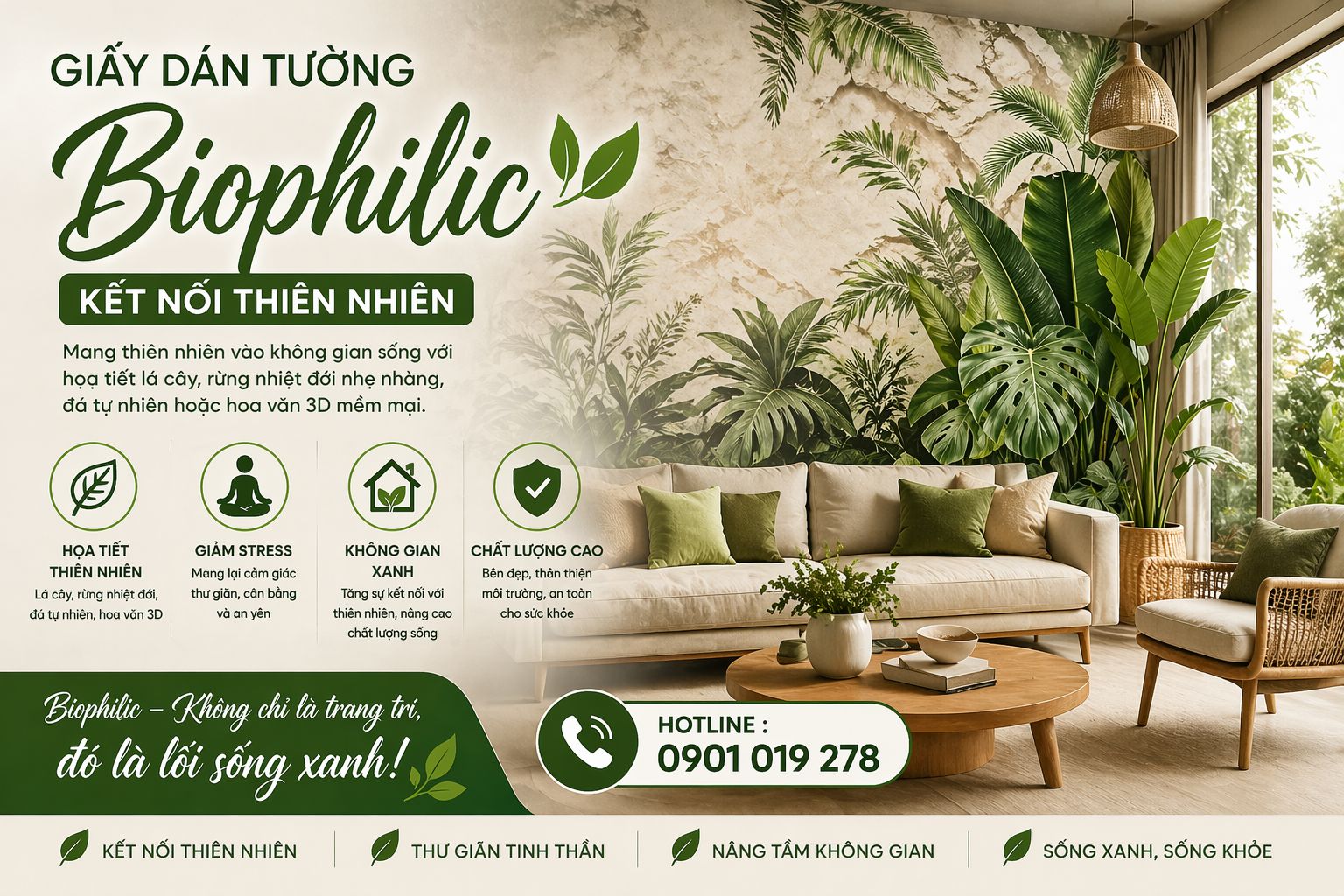 giấy dán tường Biophilic – Kết nối thiên nhiên