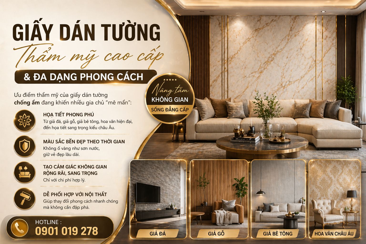 giấy dán tường chống ẩm có đa dạng phong cách 