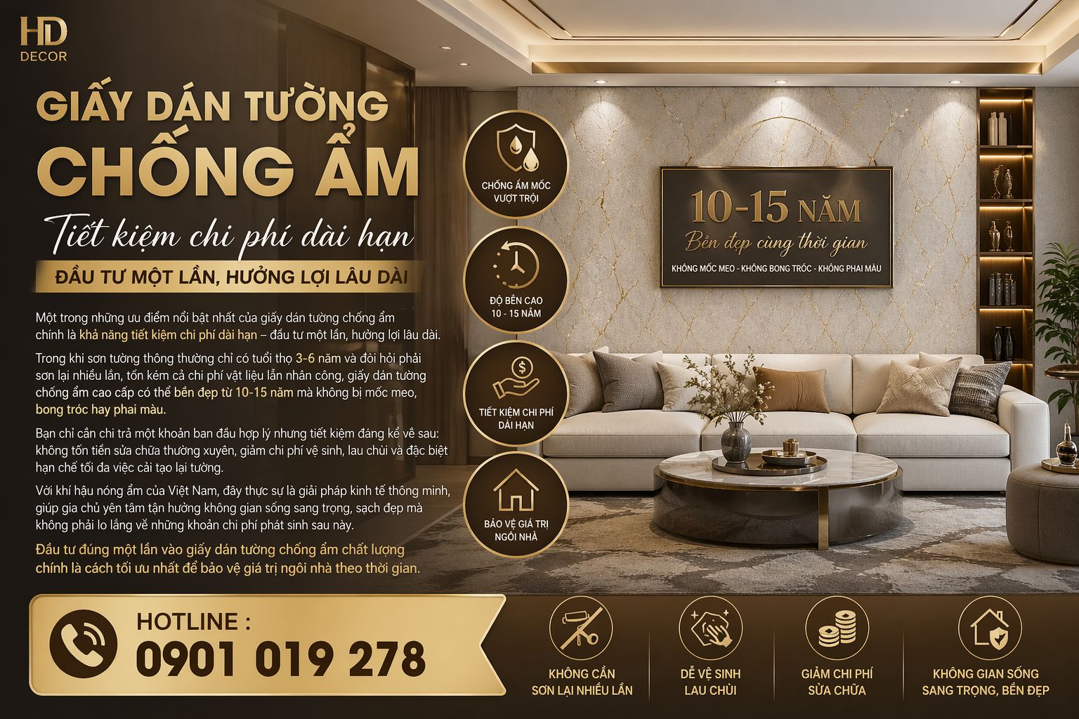 giấy dán tường chống ẩm tiết kiệm chi phí 