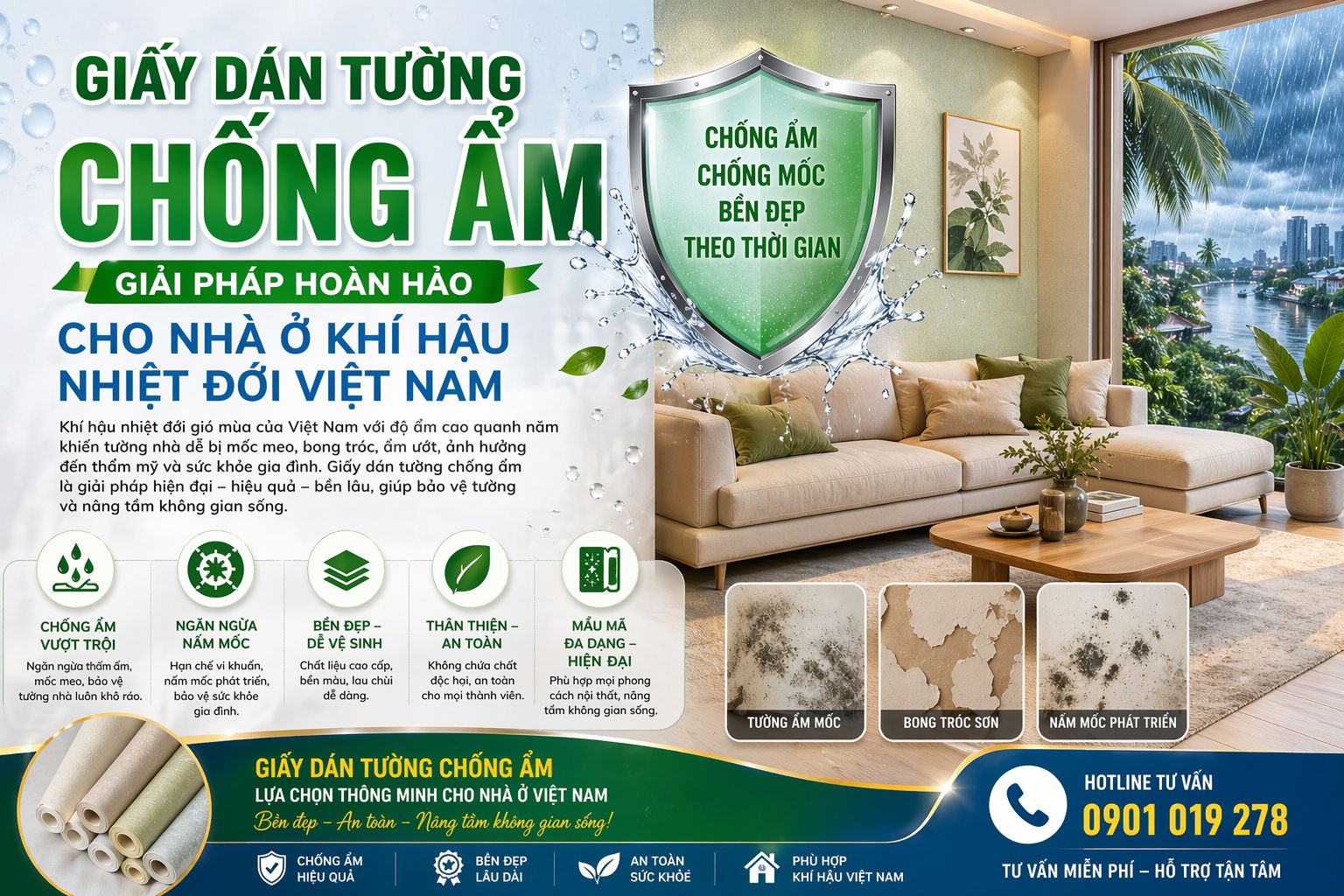 giấy dán tường chống ẩm 