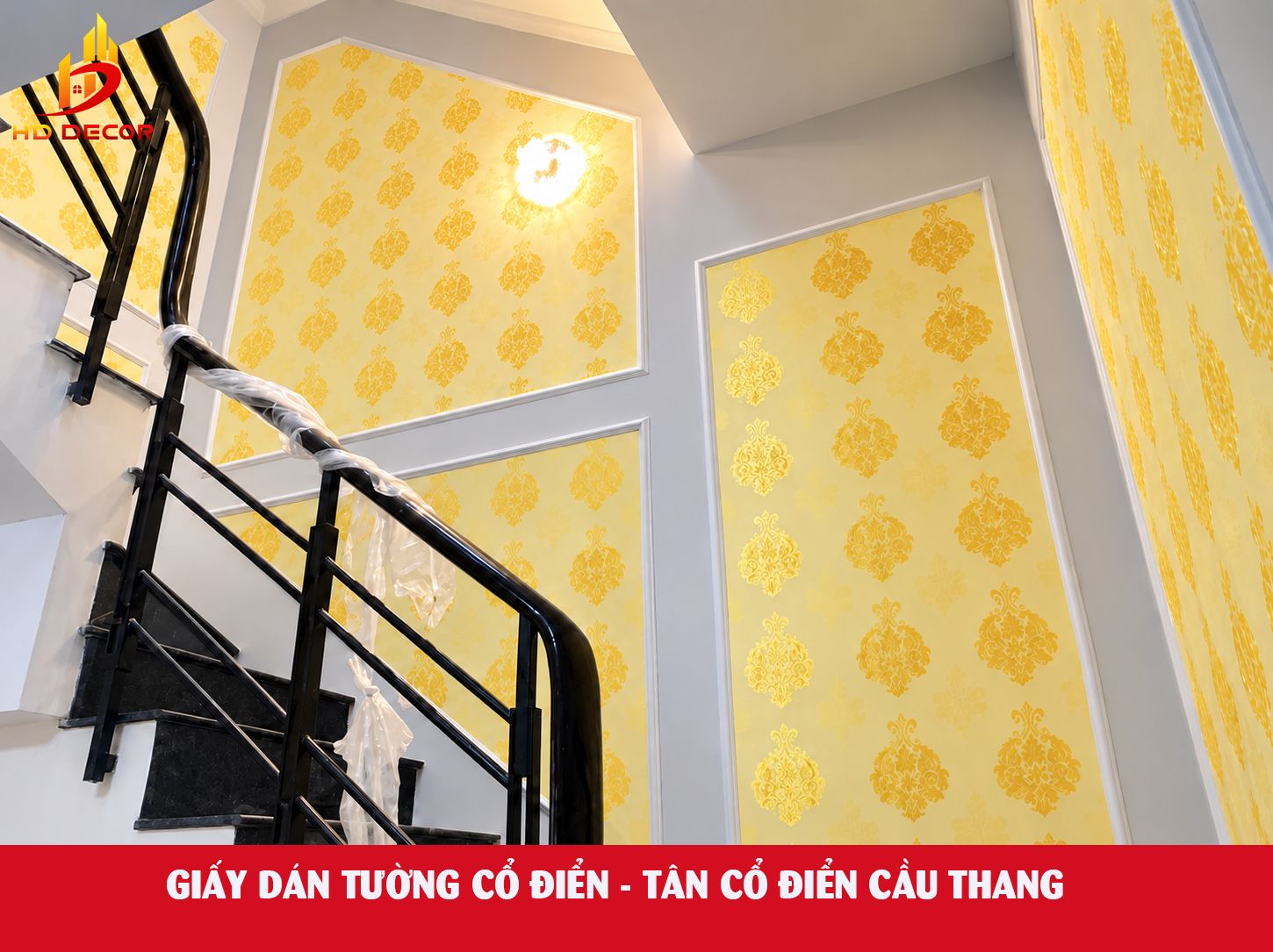 giấy dán tường cổ điển - tân cổ điển cầu thang 