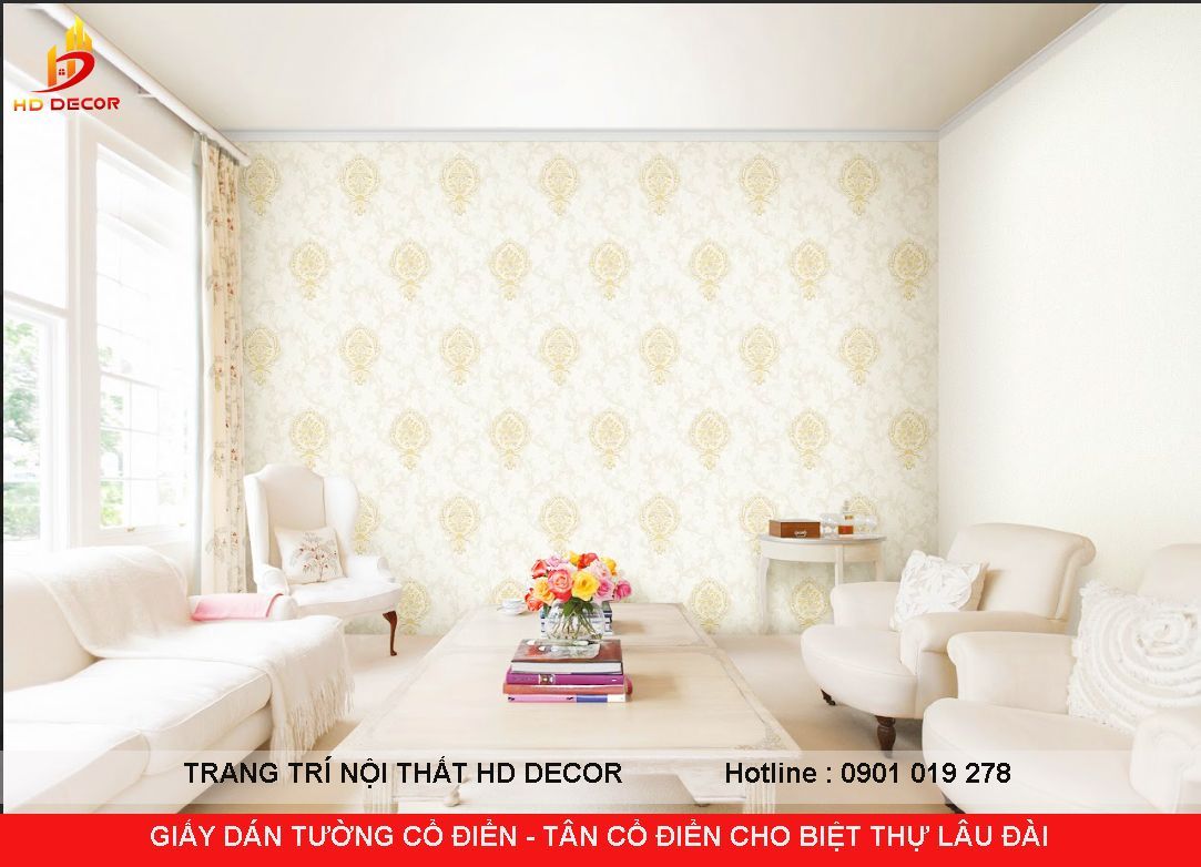 giấy dán tường cổ điển cho biệt thự lâu đài