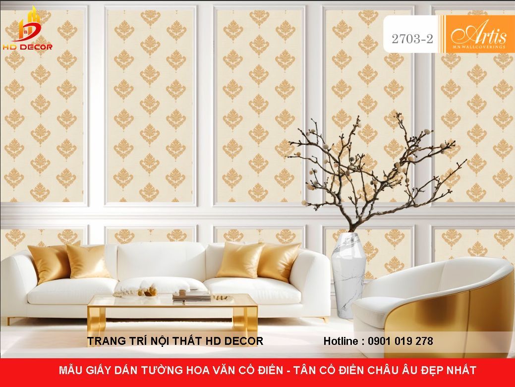 giấy dán tường cổ điển tân cổ điển giá rẻ 