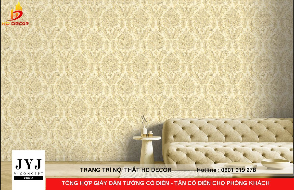 giấy dán tường cổ điển - tân cổ điển phòng khách 