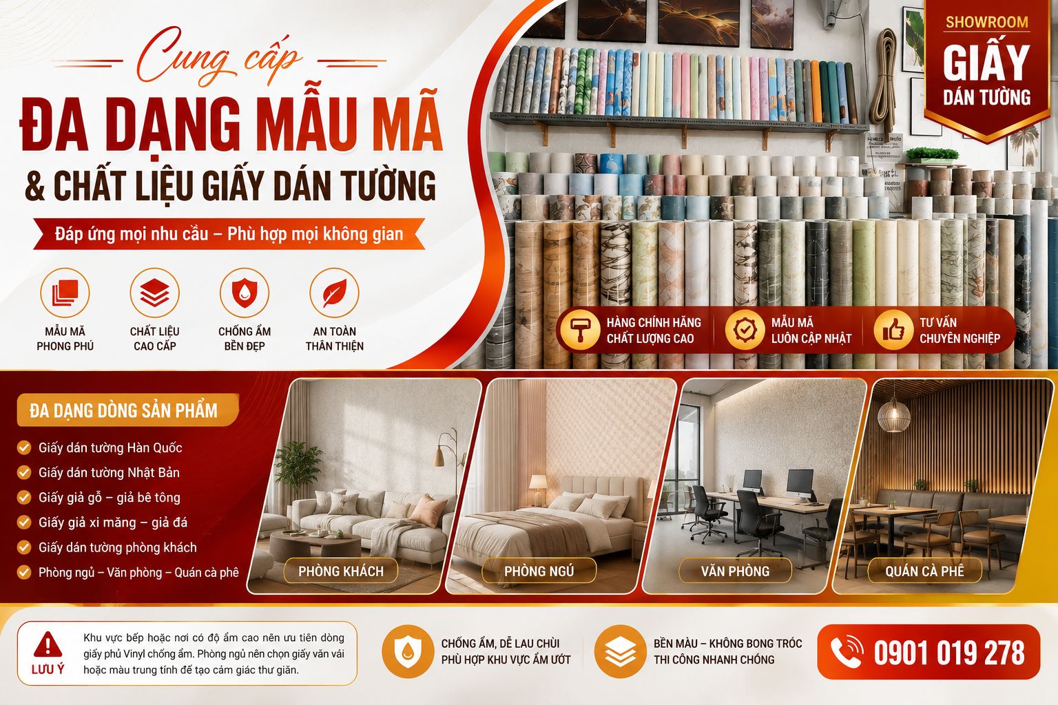 giấy dán tường đa dạng mẫu mã 