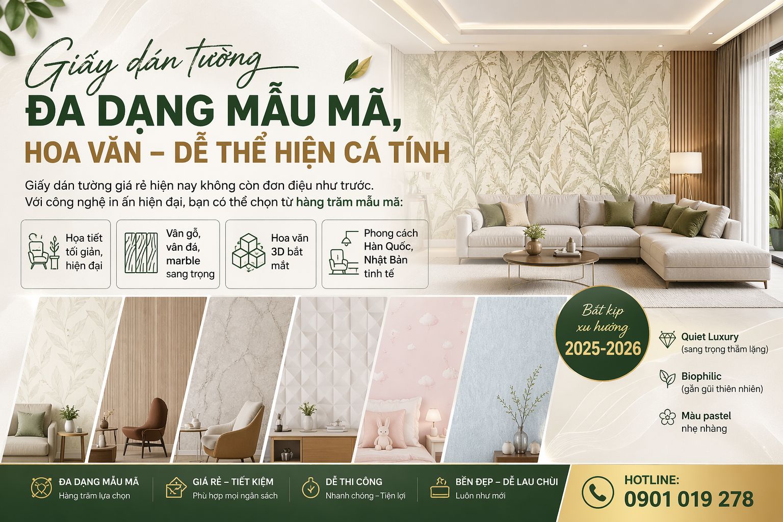 giấy dán tường đa dạng phong cách - mẫu mã 