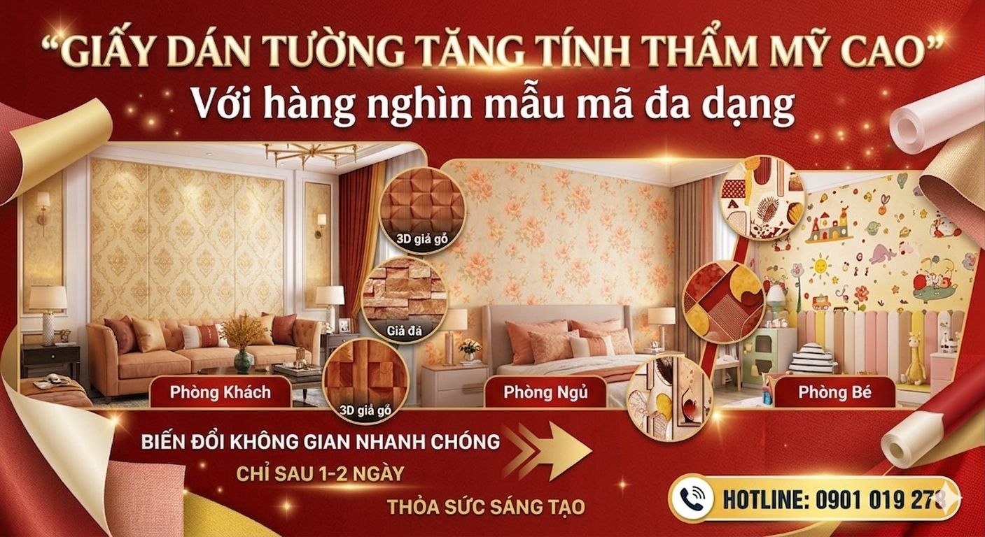 giấy dán tường đa dạng mẫu mã