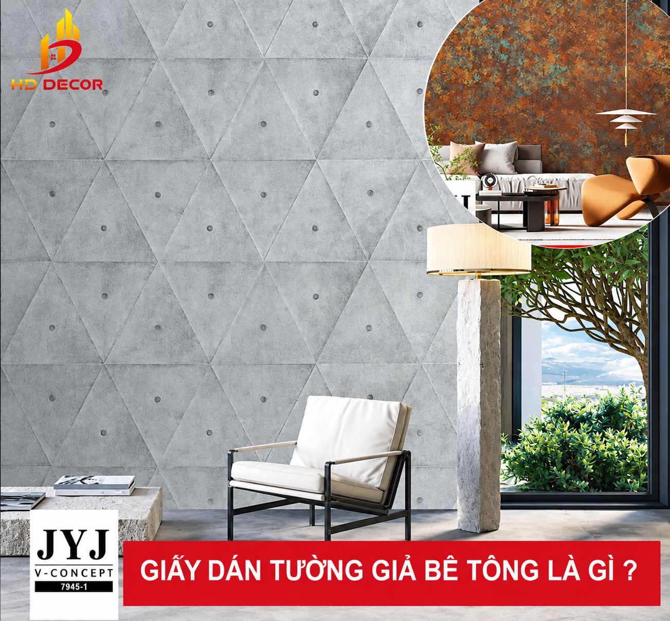 giấy dán tường giả bê tông là gì 