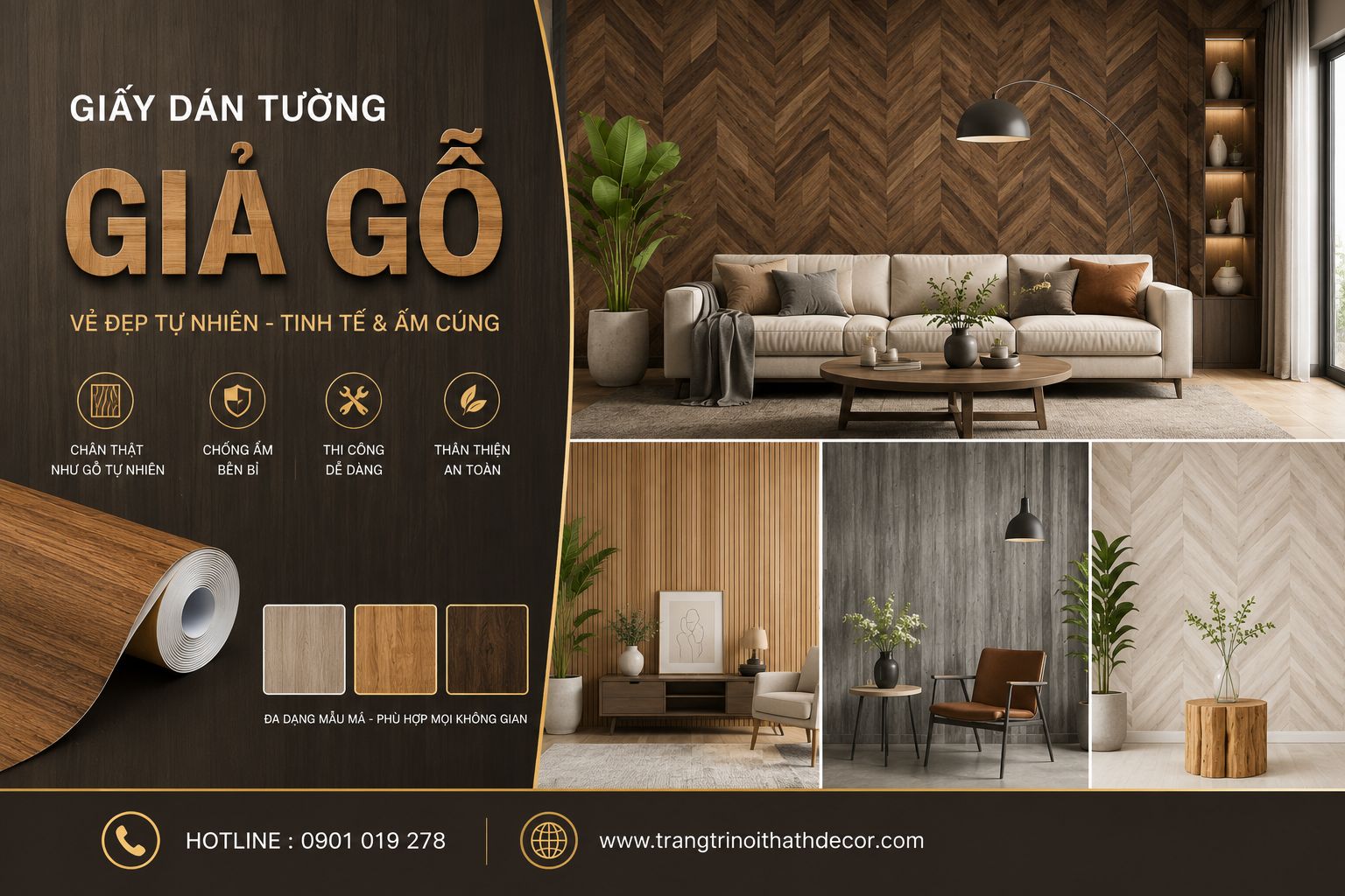 giấy dán tường giả gạch 