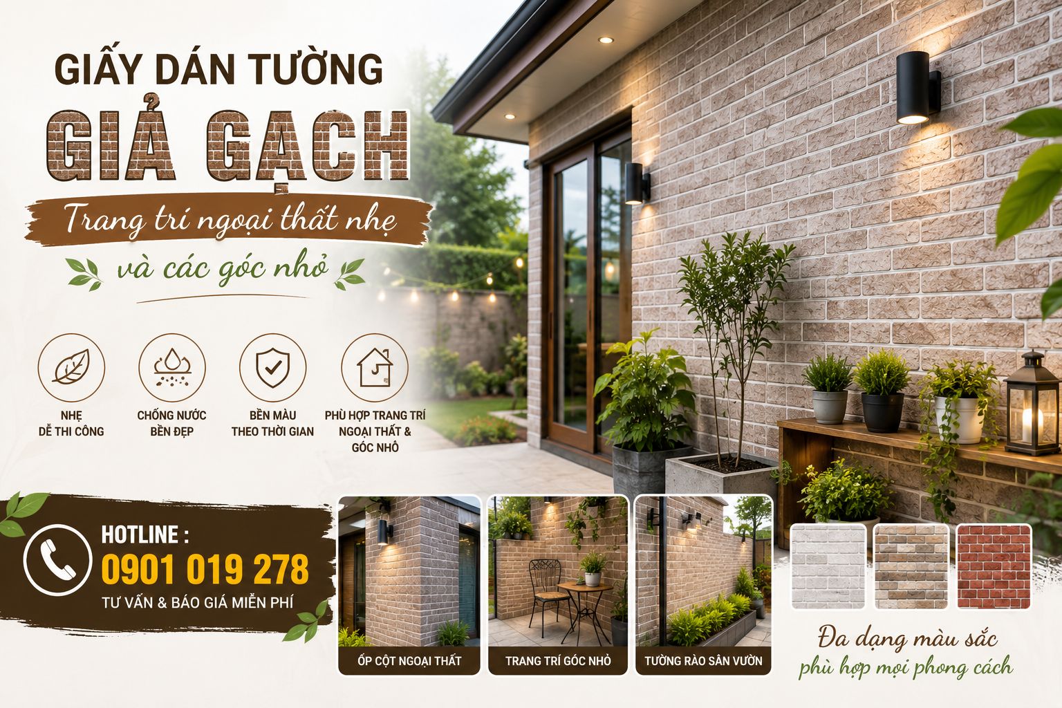 giấy dán tường giả gạch giá rẻ 