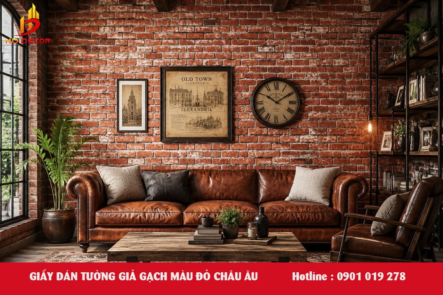 giấy dán tường giả gạch châu âu