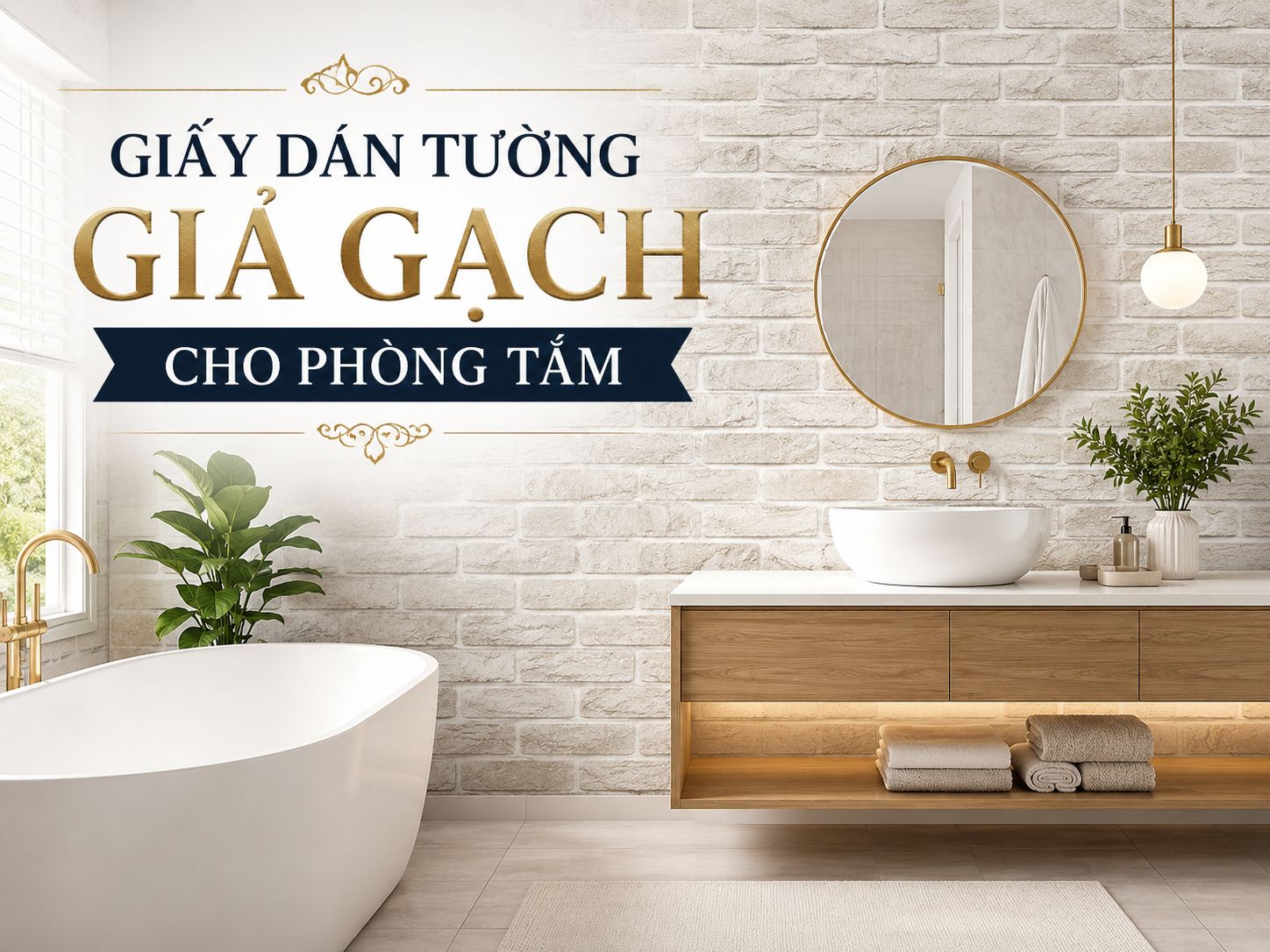 giấy dán tường giả gạch phòng tắm