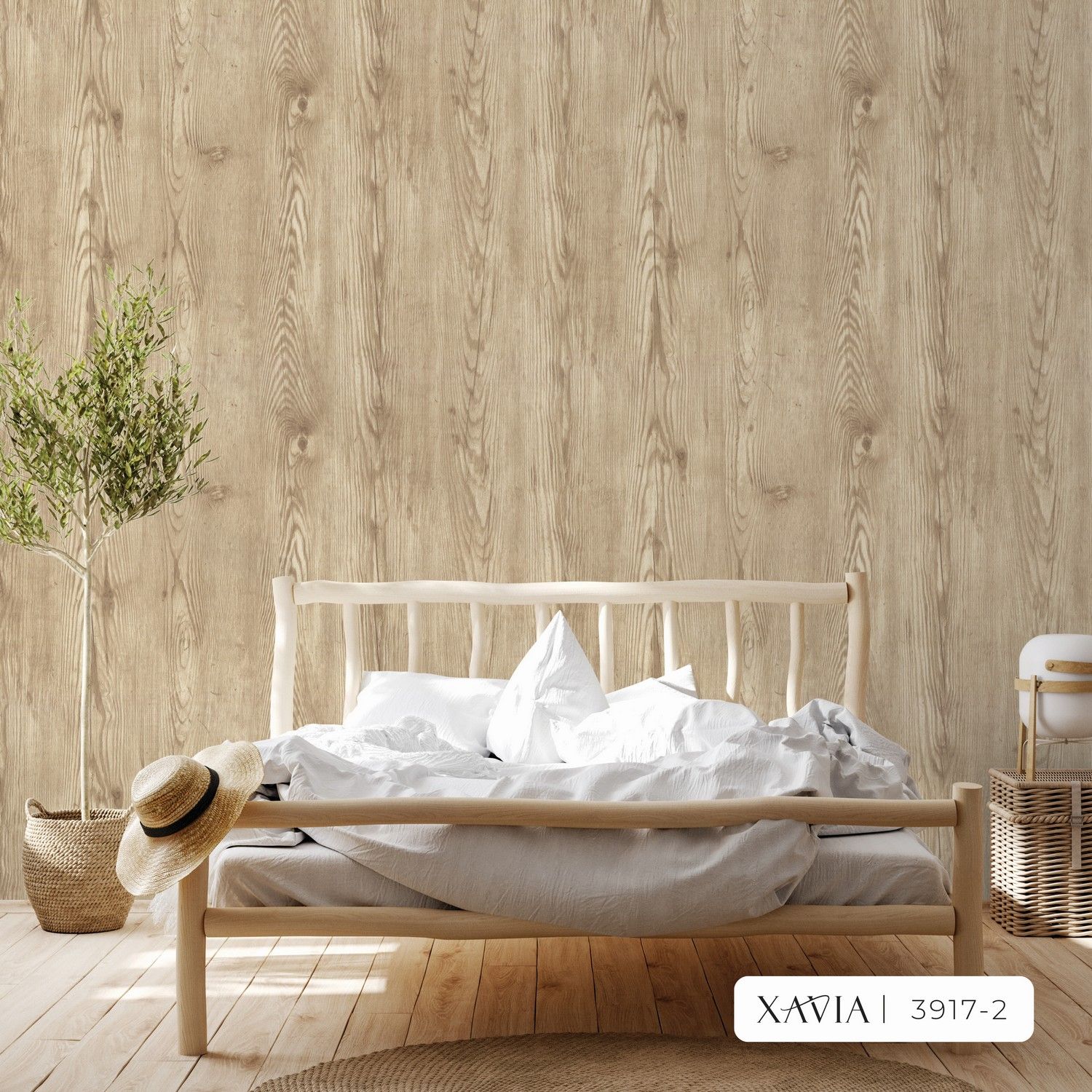 giấy dán tường giả gỗ phòng ngủ hiện đại