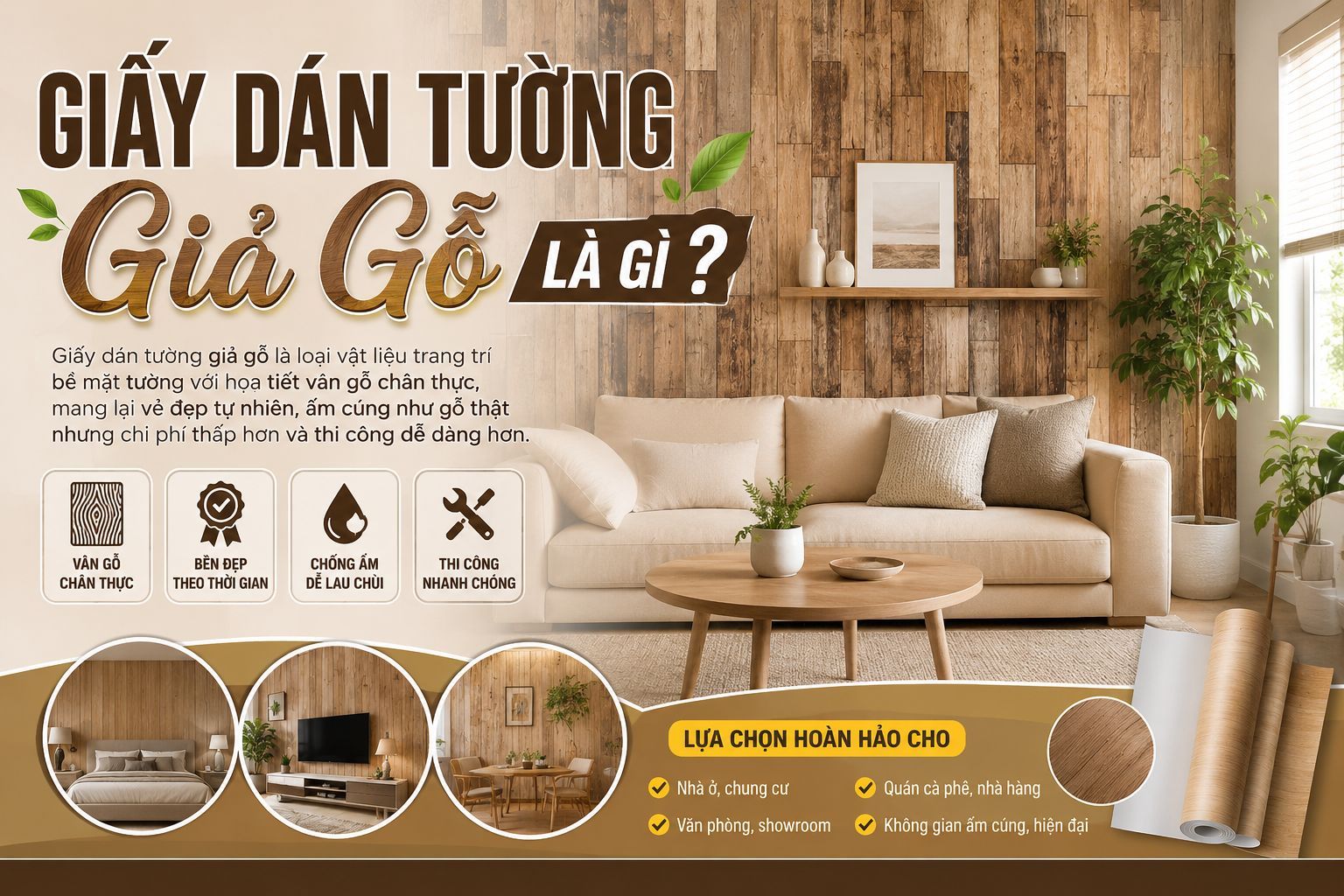 Giấy dán tường giả gỗ là gì - mẫu giấy dán tường vân gỗ