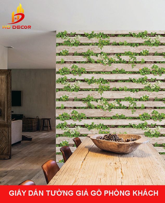 giấy dán tường giả gỗ
