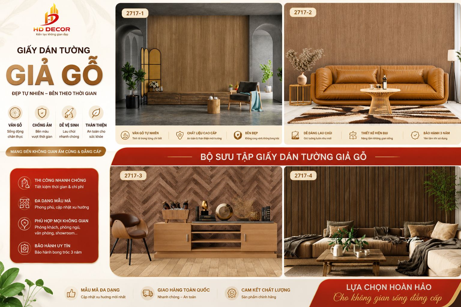 giấy dán tường giả gỗ