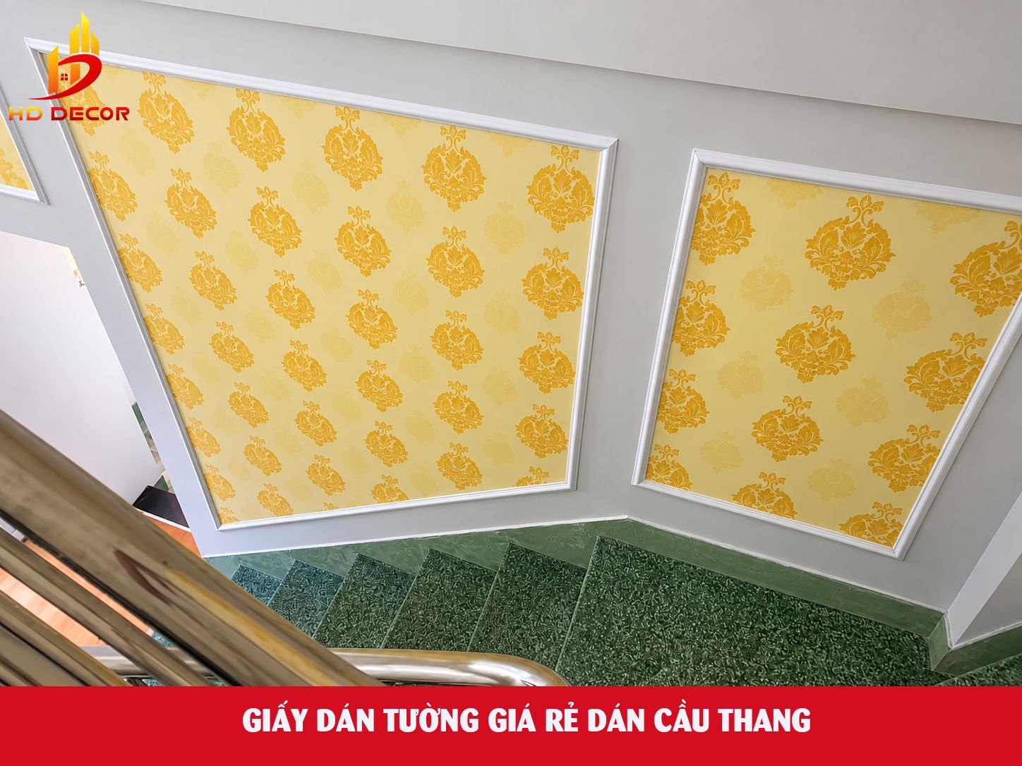 giấy dán tường giá rẻ dán cầu thang 