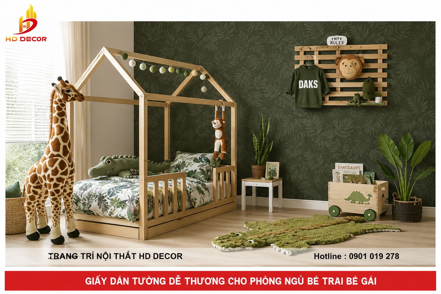 giấy dán tường giá rẻ phòng ngủ bé trai