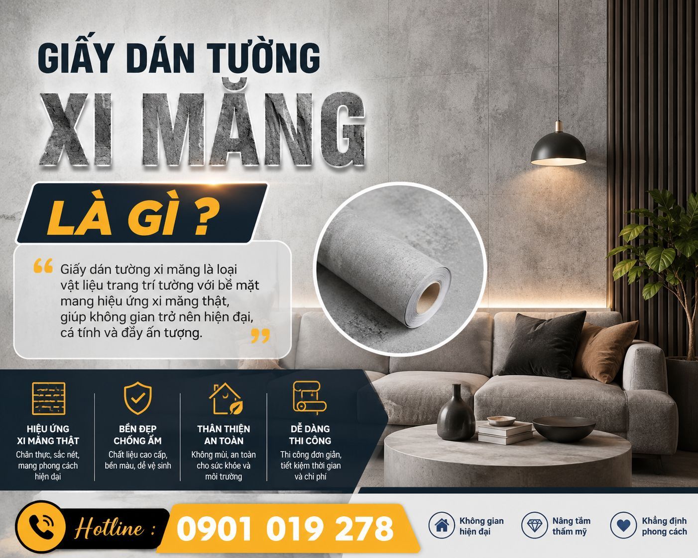 giấy dán tường giả xi măng là gì ?