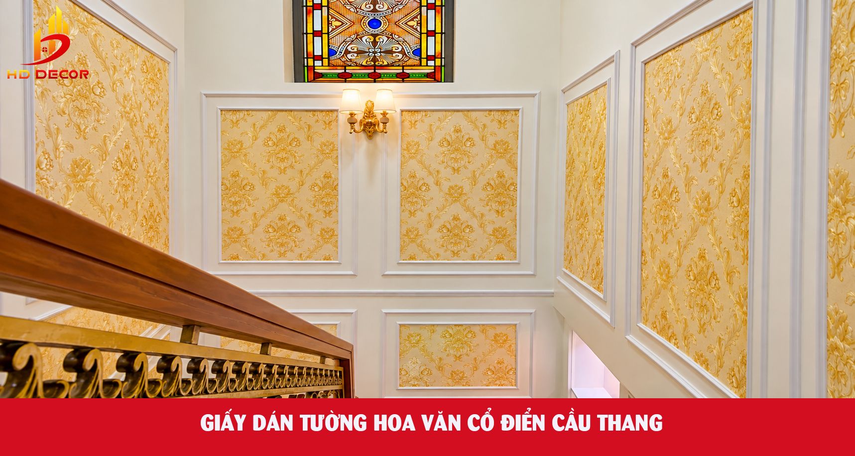 giấy dán tường hoa văn cổ điển phòng khách 
