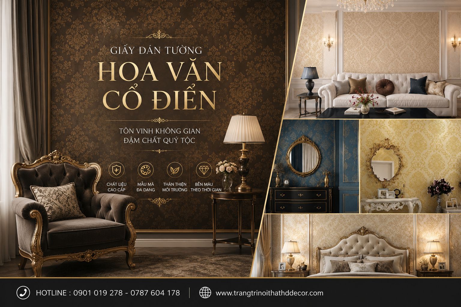giấy dán tường hoa văn cổ điển