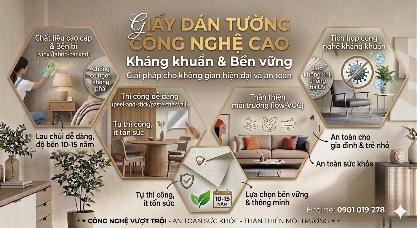 Giấy dán tường công nghệ cao – Kháng khuẩn & bền vững