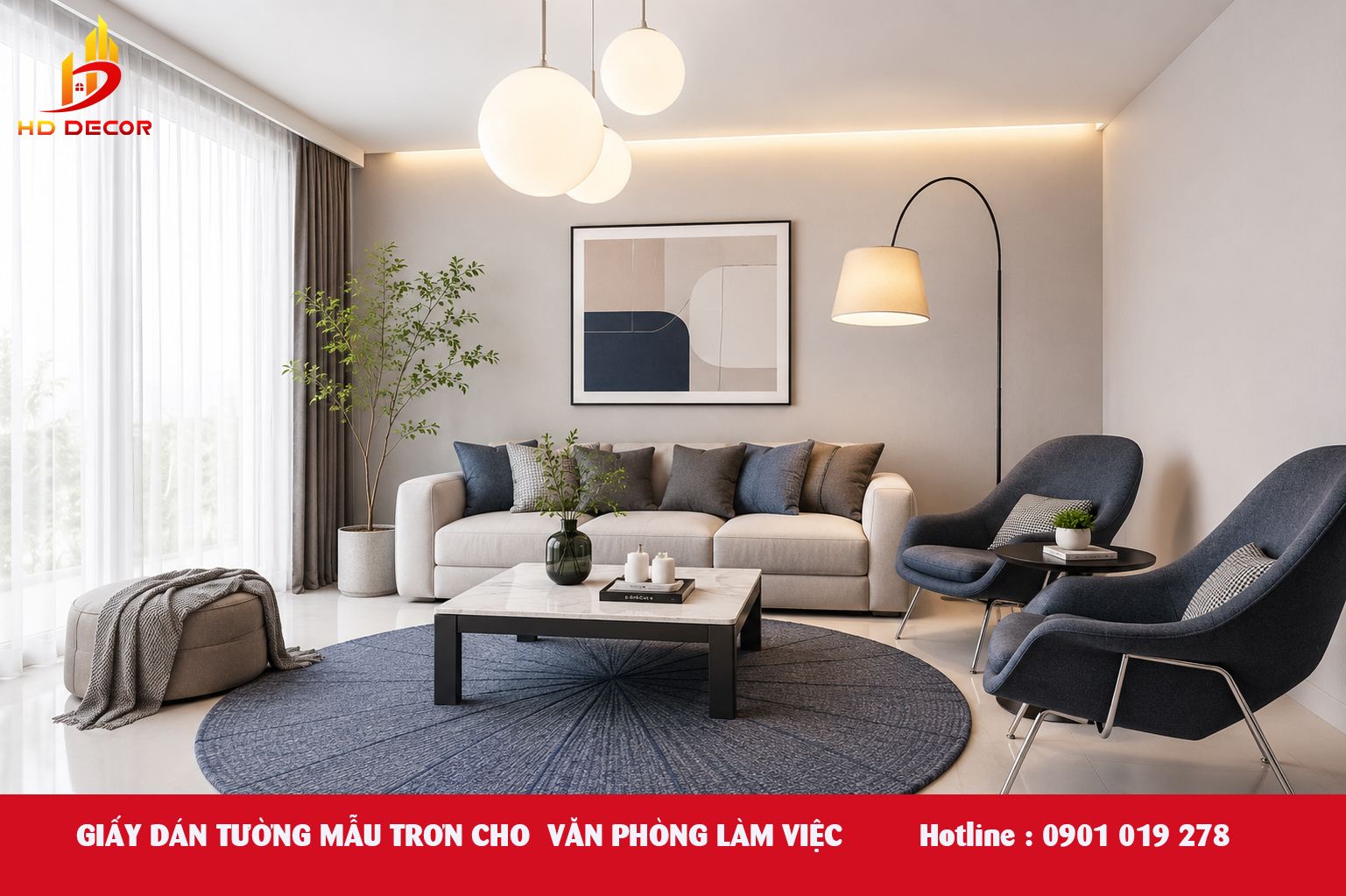 giấy dán tường mẫu trơn giá rẻ phòng làm việc