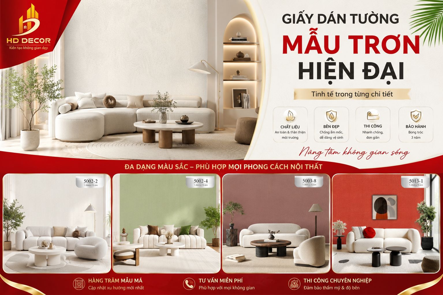 giấy dán tường mẫu trơn hiện đại