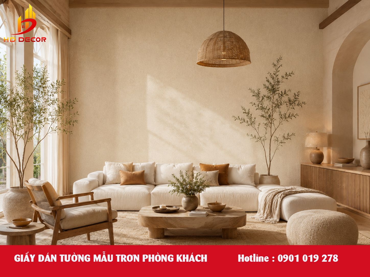 giấy dán tường mẫu trơn phòng khách 