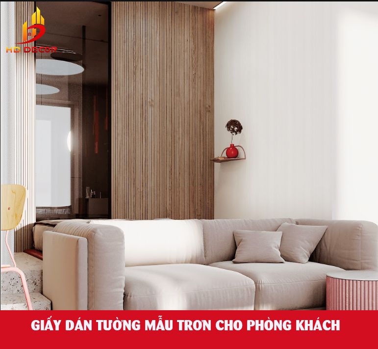 giấy dán tường mẫu trơn phòng khách 