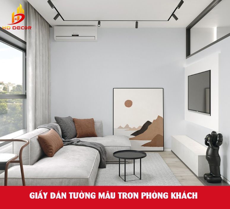 giấy dán tường mẫu  trơn phòng khách 