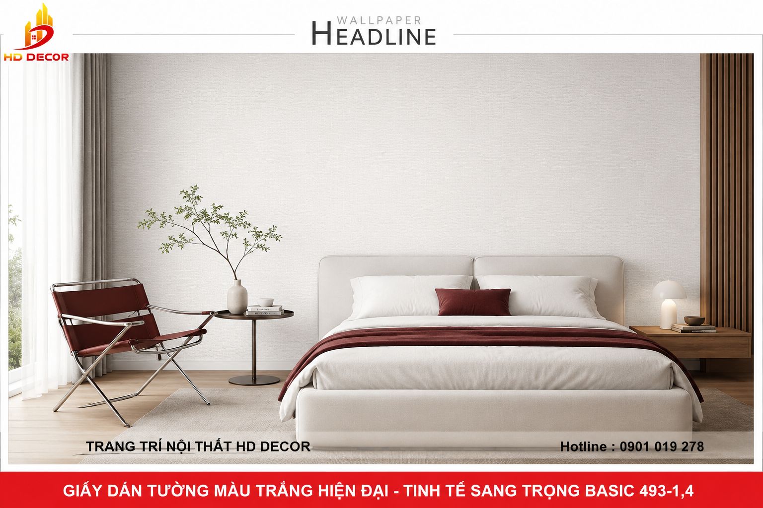 giấy dán tường mẫu trơn phòng ngủ 