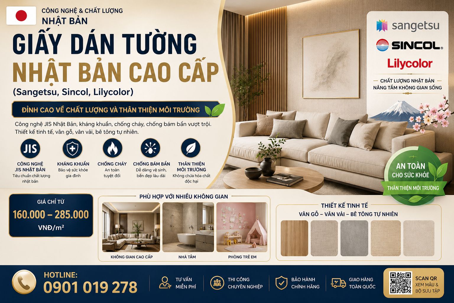giấy dán tường nhật bản chống ẩm 