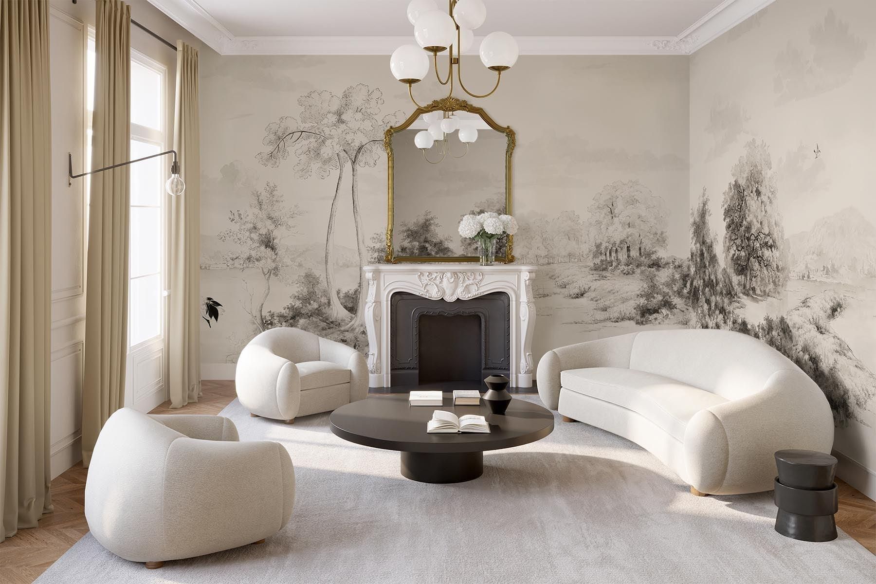 giấy dán tường phòng khách Phong cách Quiet Luxury