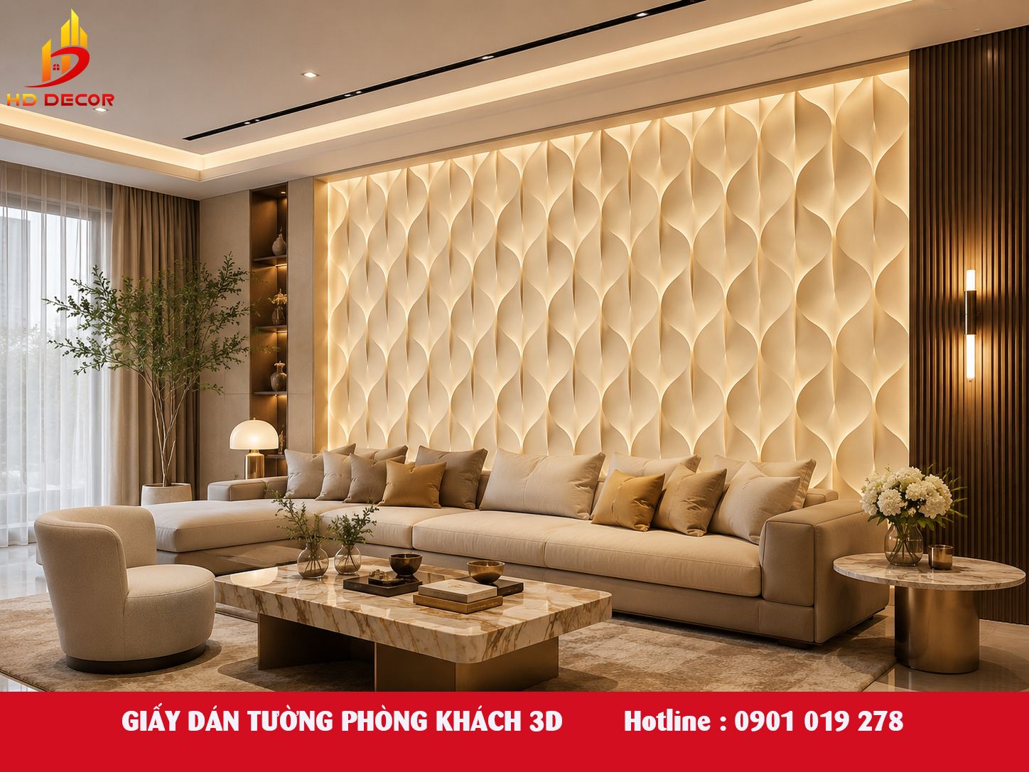 giấy dán tường phòng khách 3D 