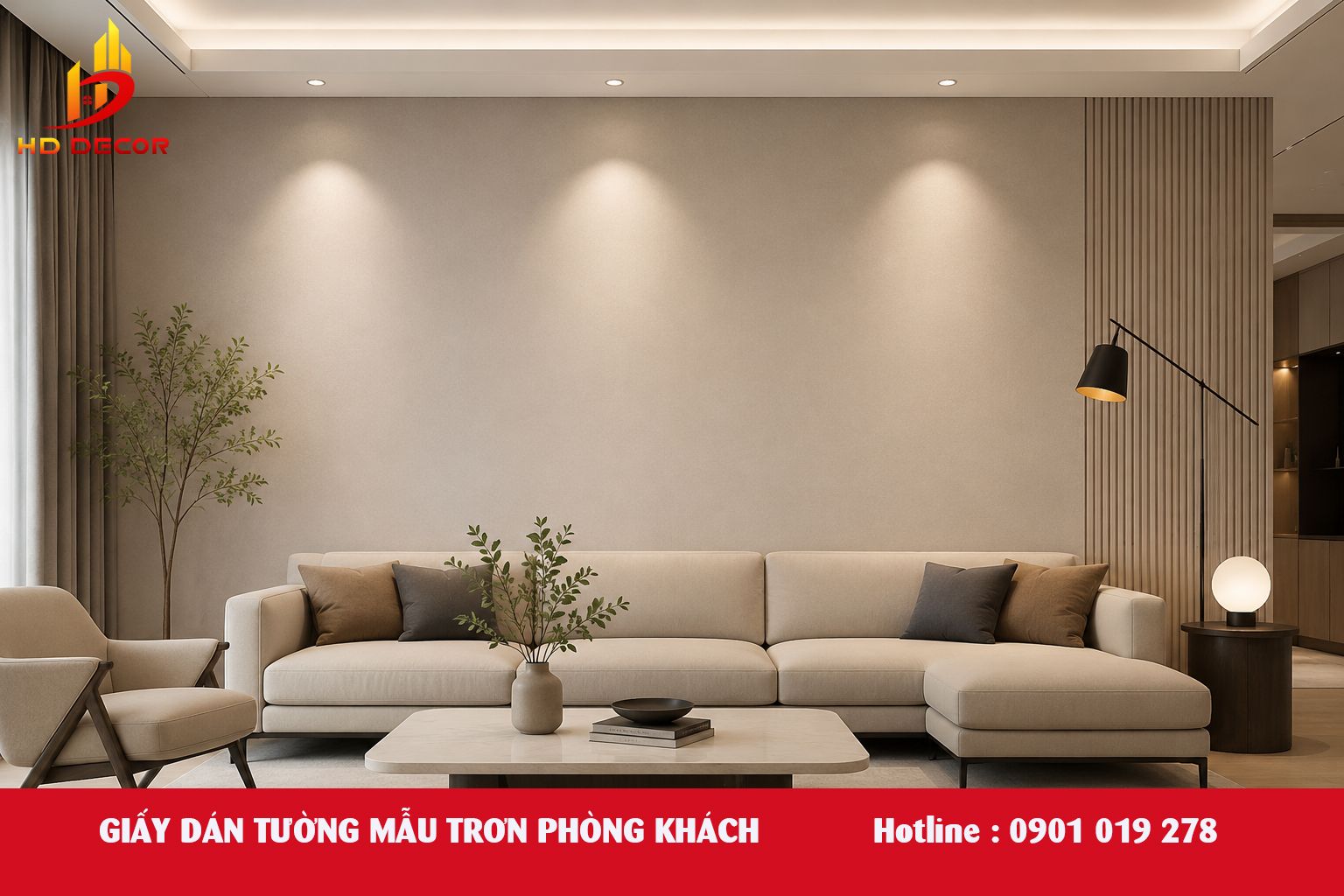 giấy dán tường phòng khách mẫu trơn 