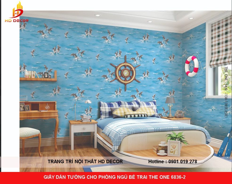 giấy dán tường phòng ngủ bé trai