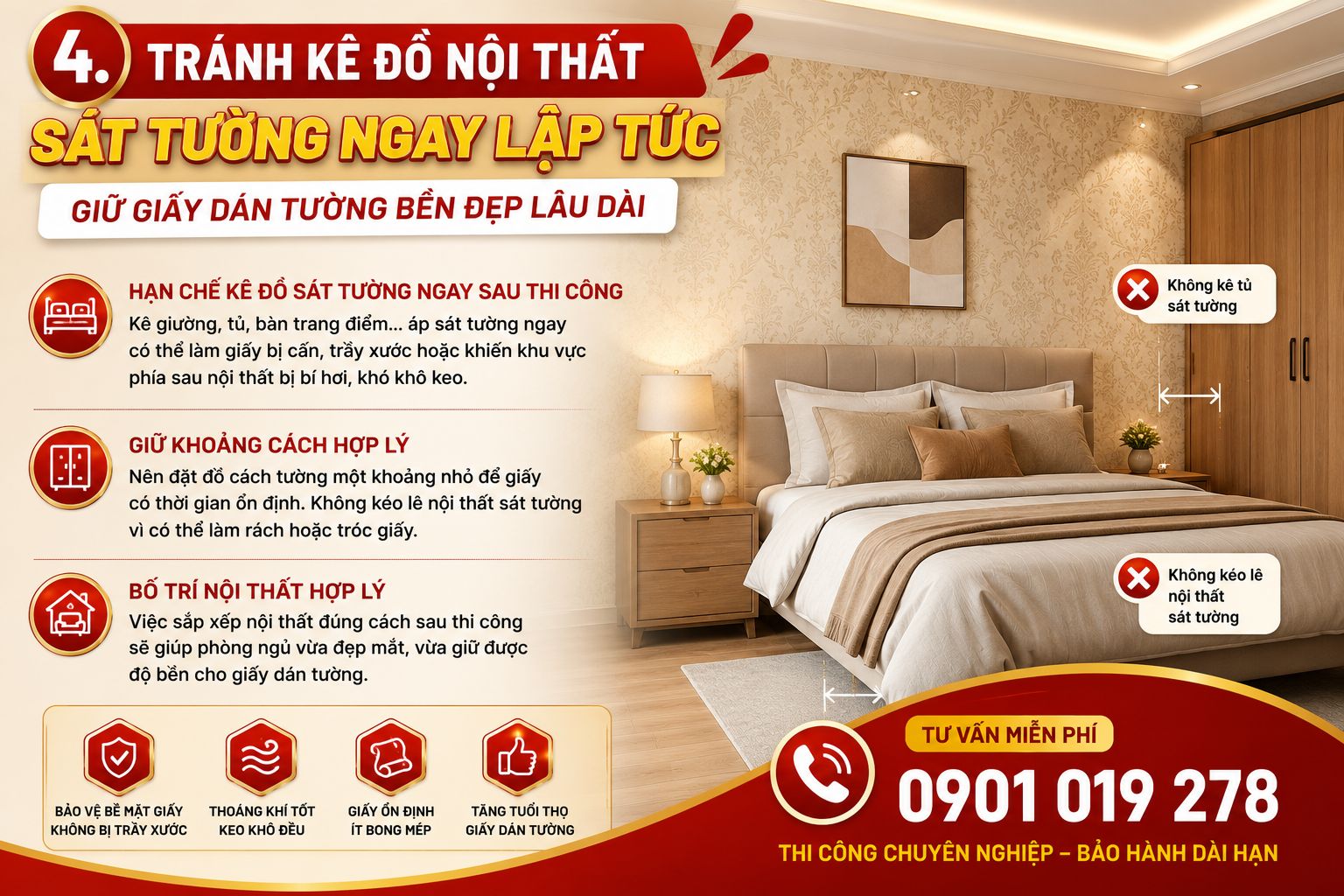 giấy dán tường phòng ngủ giá rẻ 
