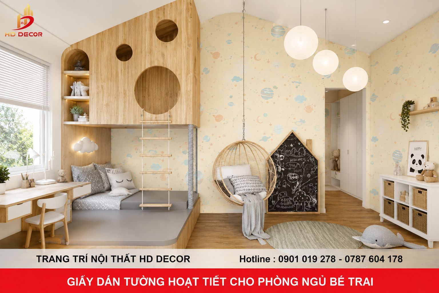 giấy dán tường phòng ngủ trẻ em 
