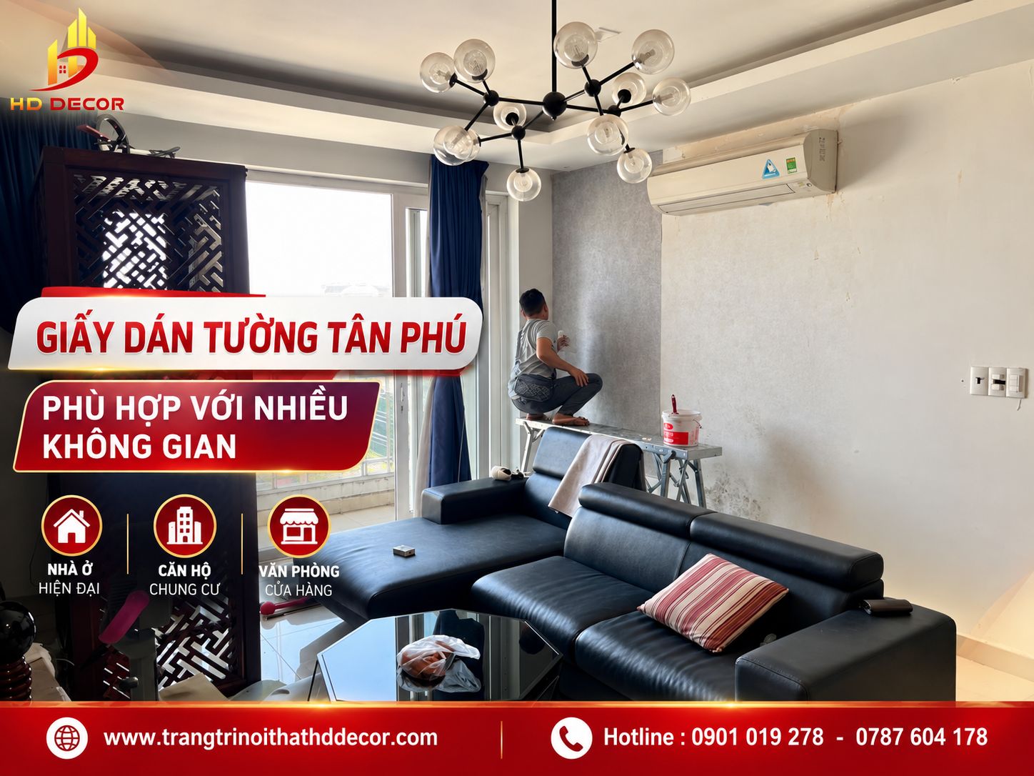 giấy dán tường phù hợp với nhiều không gian