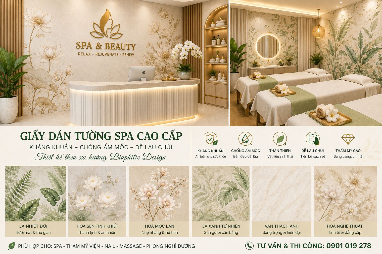 giấy dán tường spa
