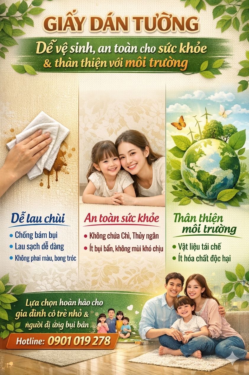 giấy dán tường an toàn thân thiện với môi trường
