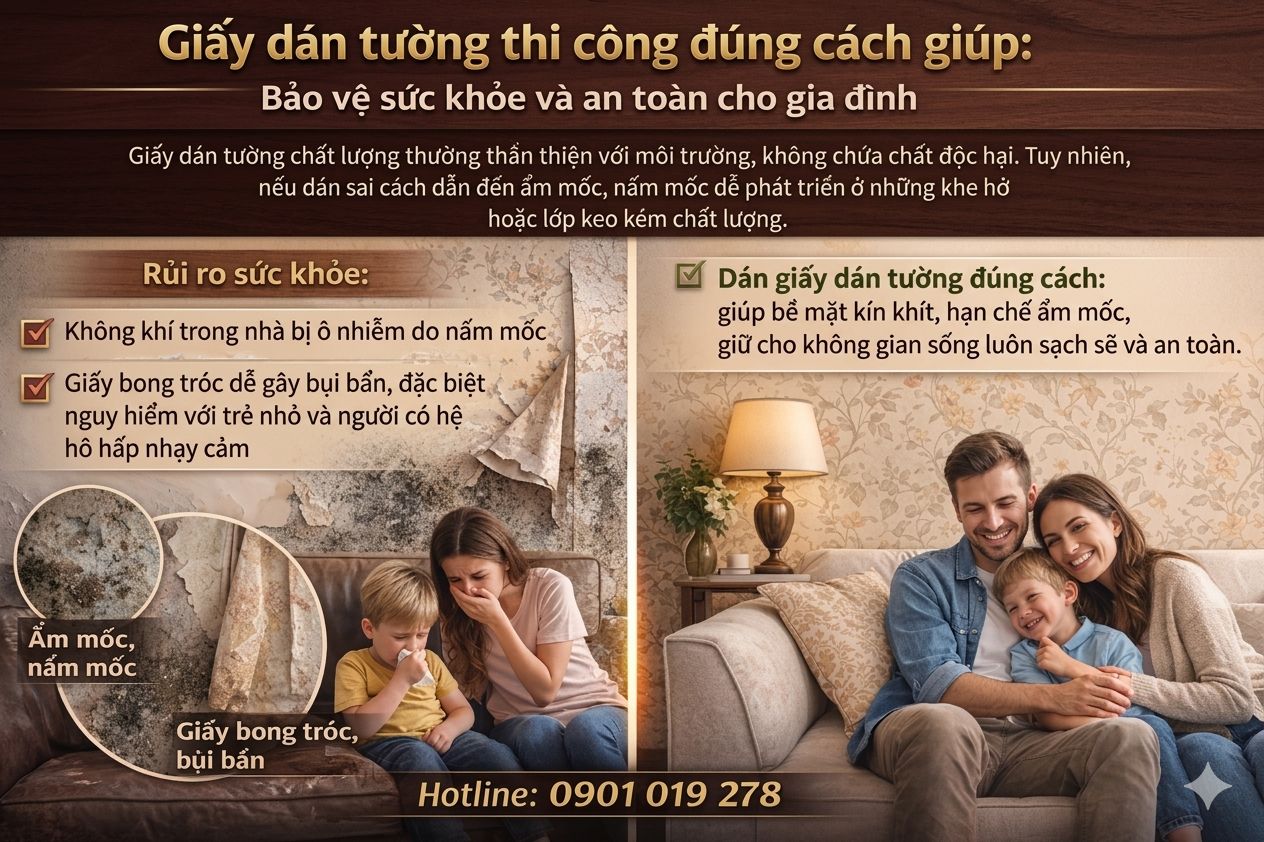 thi công giấy dán tường đúng cách giúp bảo vệ sức khỏe 