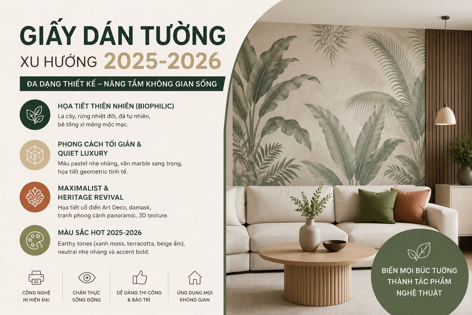 giấy dán tường xu hướng năm 2025 - 2026