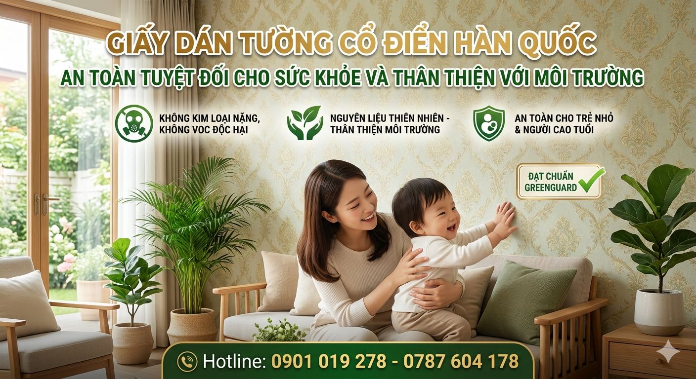 giấy dán tường cổ điển an toàn thân thiện với môi trường