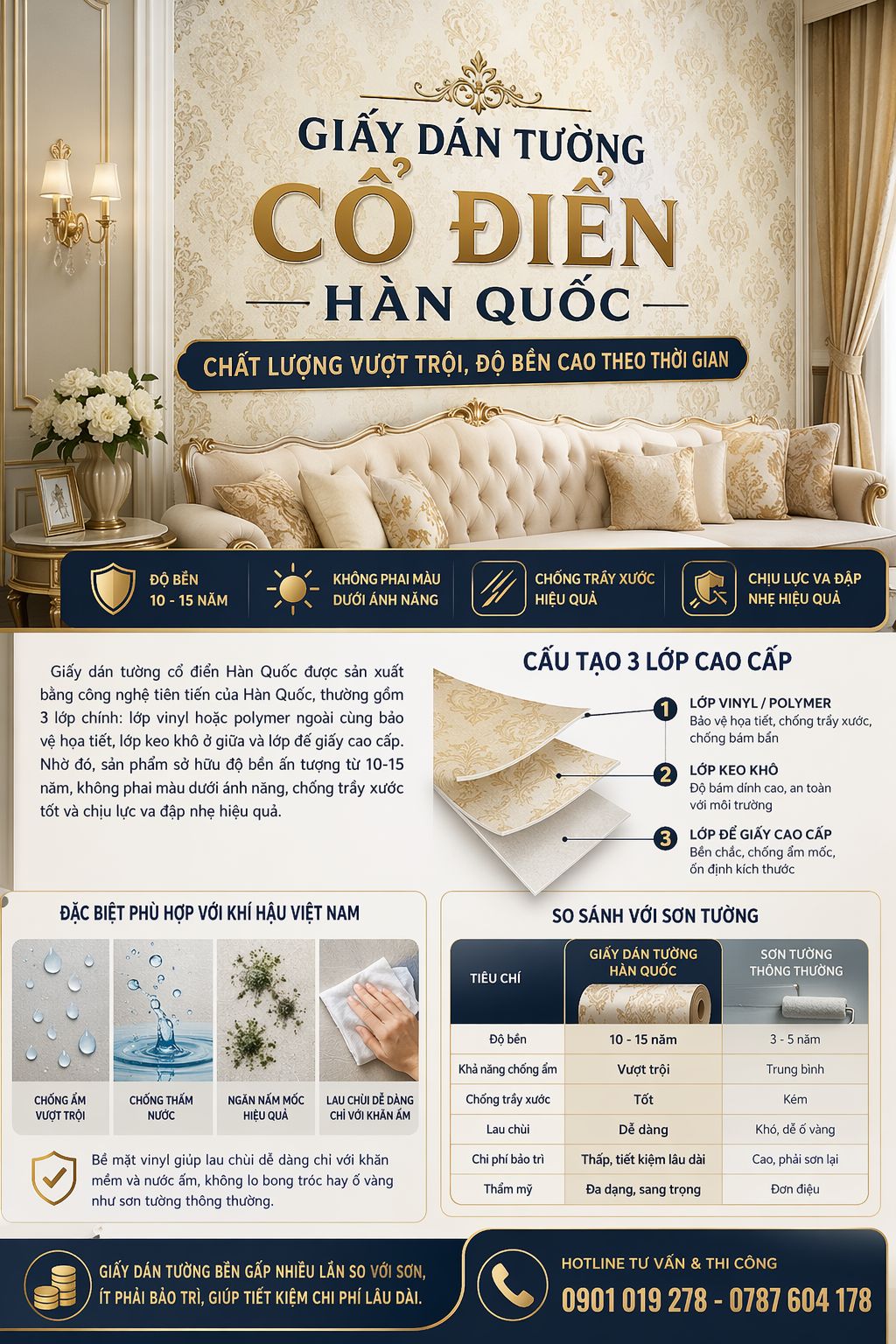 giấy dán tường cổ điển hàn quốc