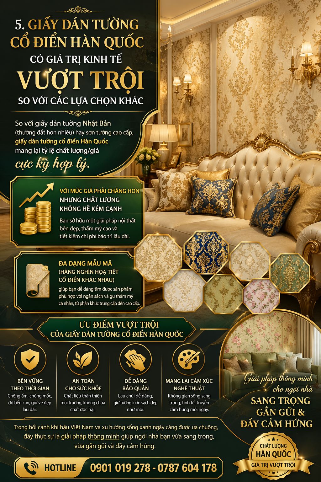 giấy dán tường cổ điển Hàn Quốc có Giá trị kinh tế vượt trội so với các lựa chọn khác