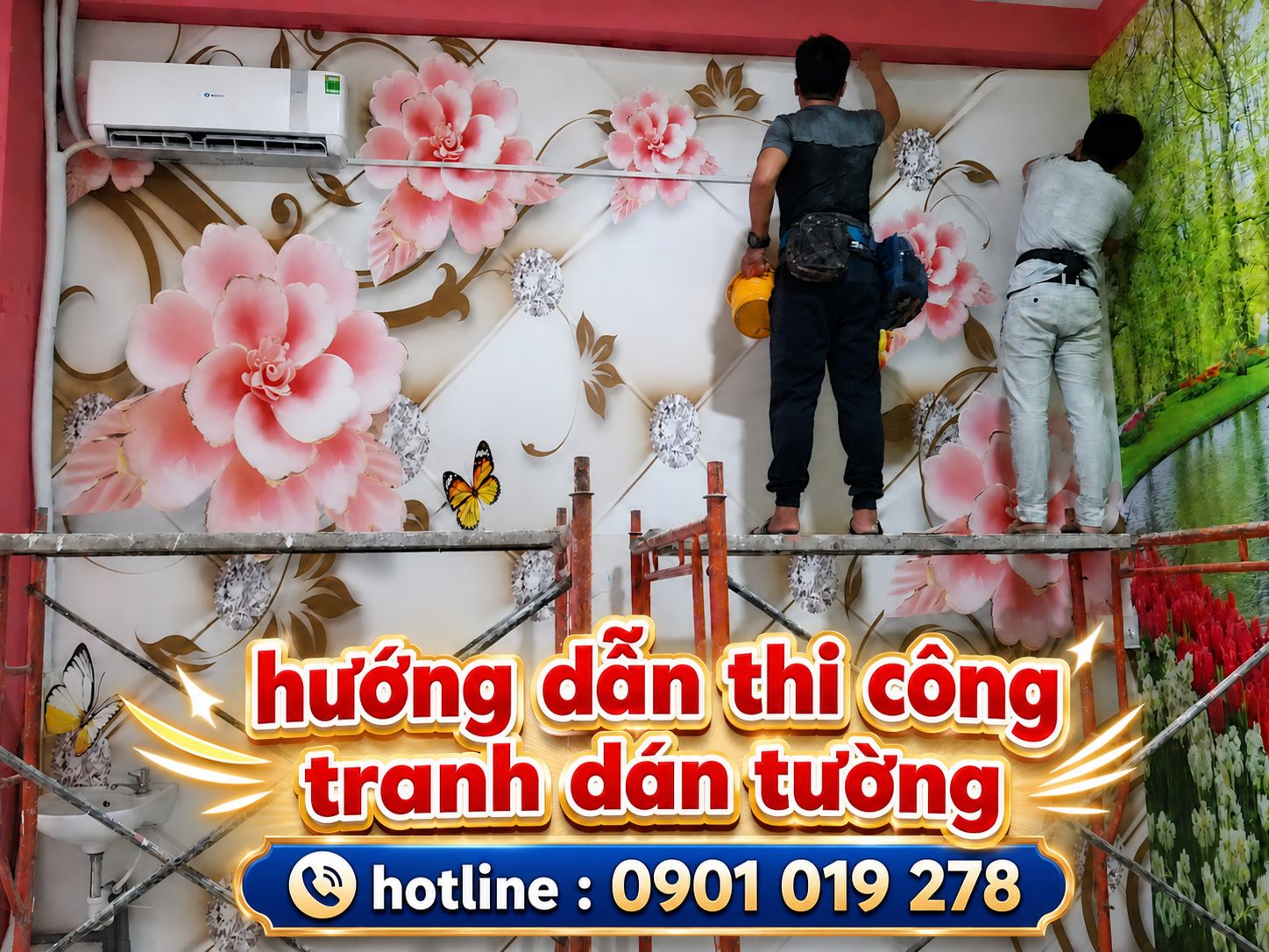 hướng dẫn thi công tranh dán tường đúng kĩ thuật