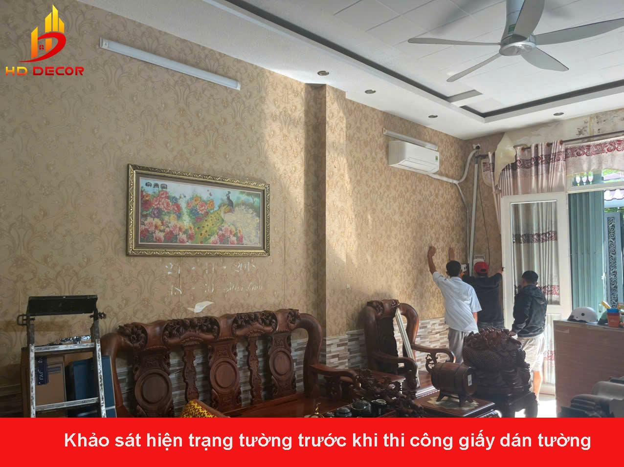 khảo sát mặt bằng trước khi dán giấy dán tường 